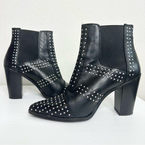 TOP SHOP Studded Ankle Boots Size 38 Black/Silver - Picture 6 of 8